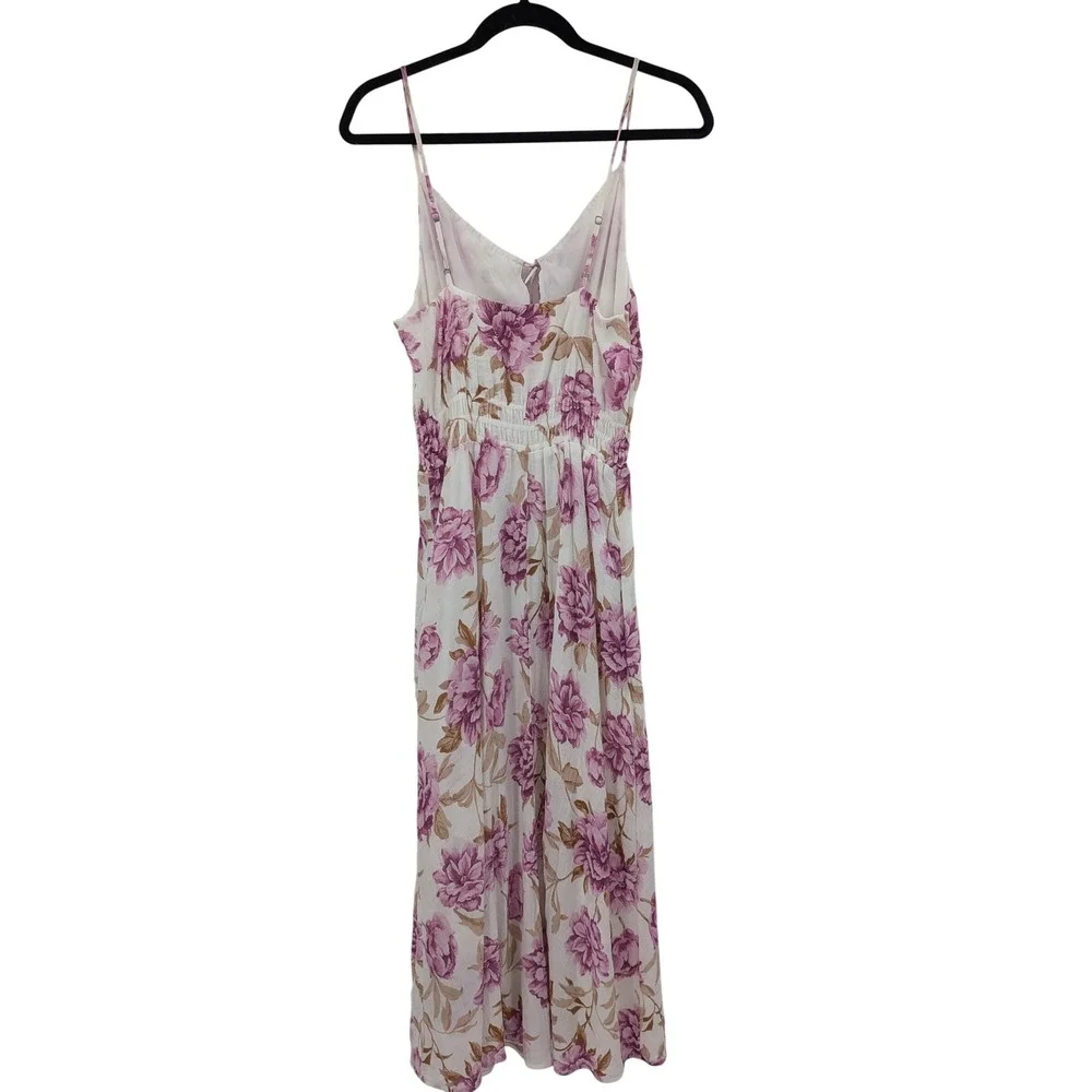 Cottagecore Milkmaid Boho Abercrombie & Fitch Floral Purple Cream L Maxi Dress